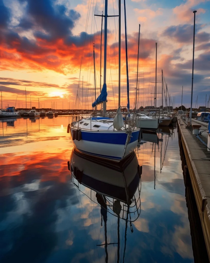 Poszter 40x50cm Naplemente Marina-ban