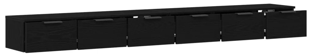 Fali szekrények 2 db Fekete tölgy 102x30x20 cm Szerelt fa