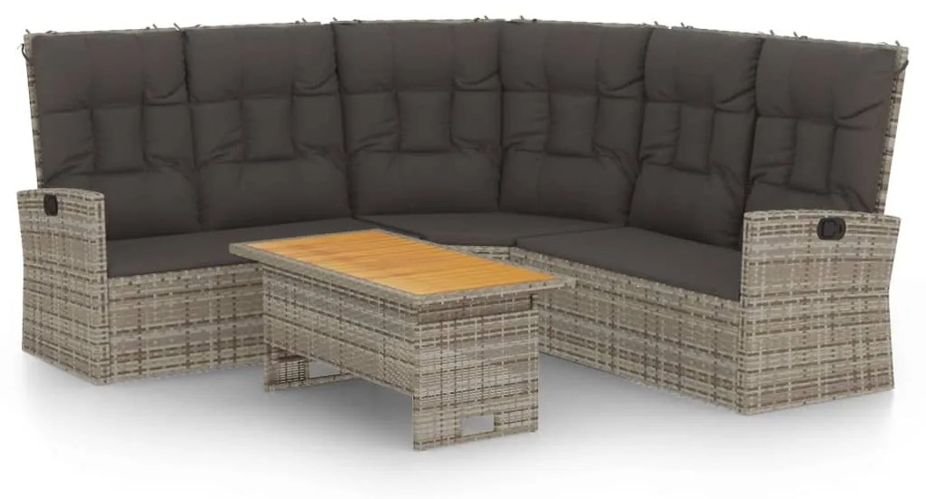 2 részes szürke polyrattan kerti ülőgarnitúra párnákkal