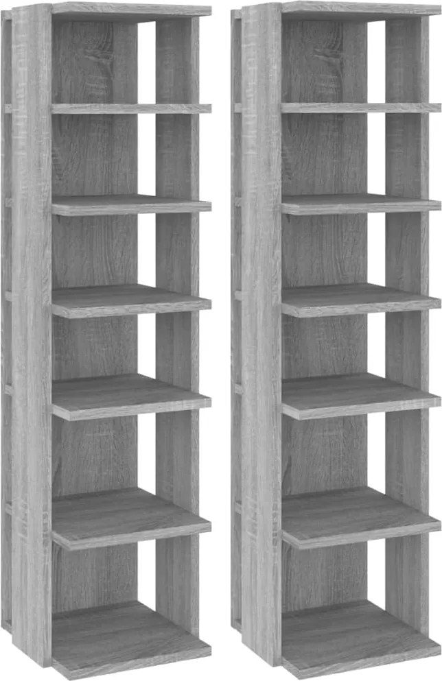 vidaXL 2 db szürke sonoma színű szerelt fa cipőtartó 27,5x27x102 cm