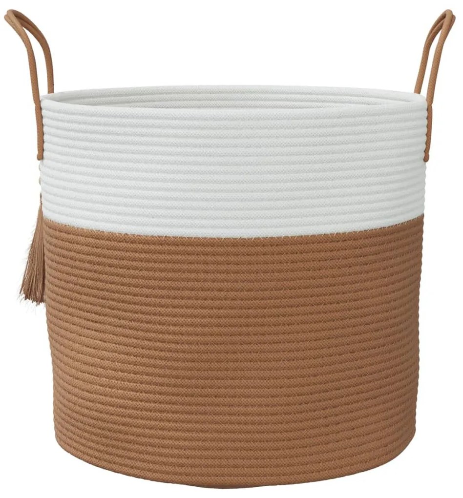 barna-fehér pamut tárolókosár Ø40 x 35 cm