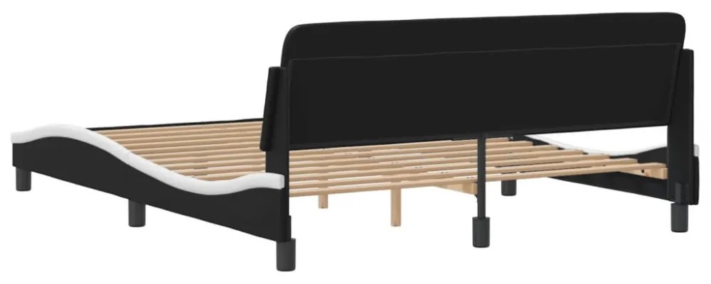 fekete és fehér műbőr ágykeret Dover 160 x 200 cm