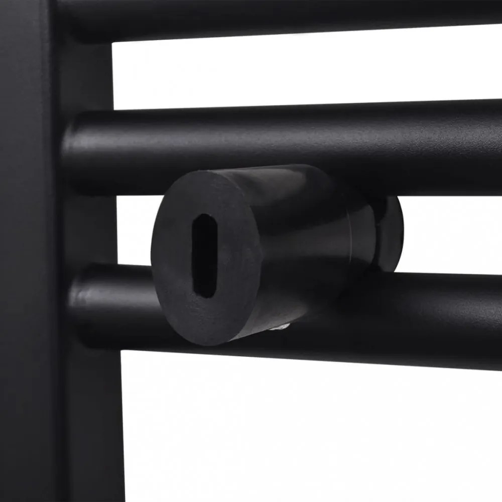 Egyenes fekete törölközőszárító radiátor központi fűtéssel 600x1160 mm