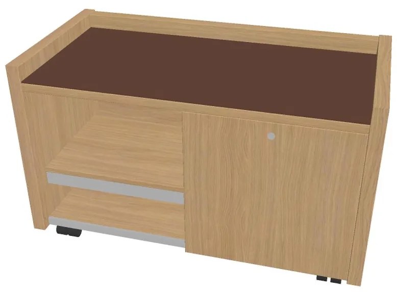 Verno mobil konténer 100 x 50 cm üveggel, bal, világos tölgy / barna