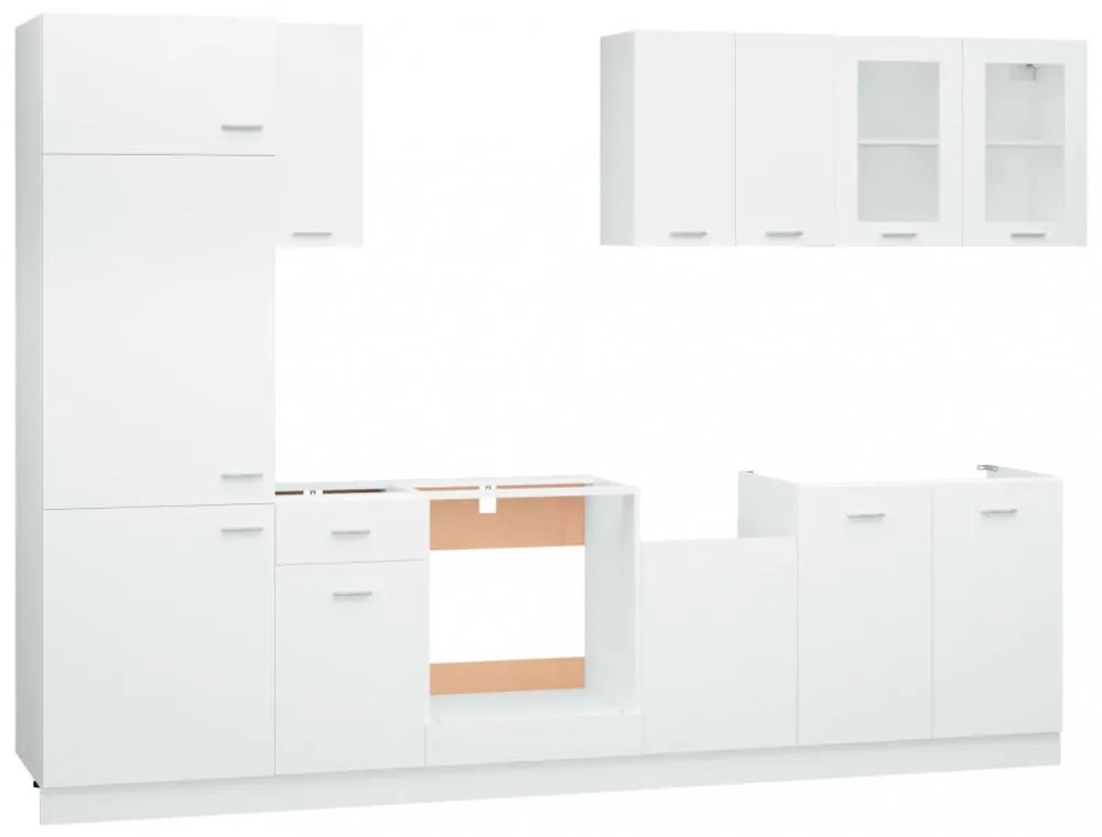 Lyon 8 részes fehér forgácslap konyhai szekrénygarnitúra