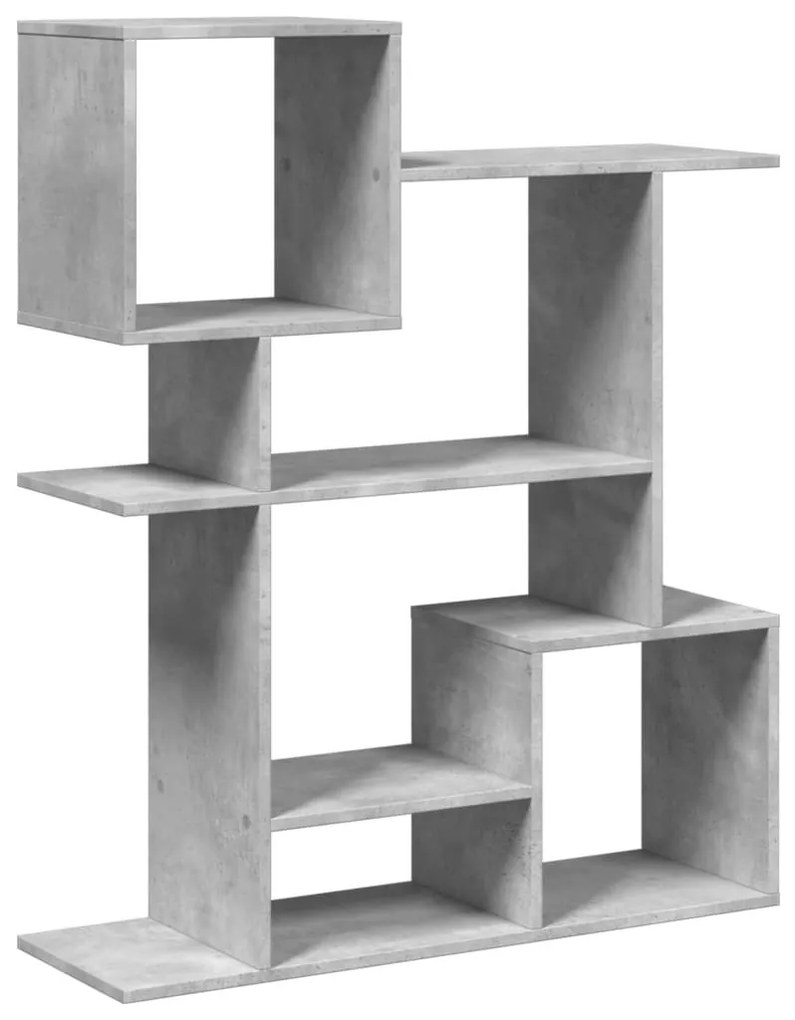 betonszürke szerelt fa elválasztó könyvespolc 92x29x112 cm