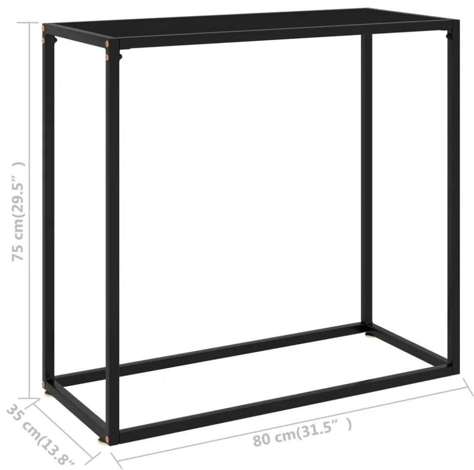 fekete edzett üveg tálalóasztal 80 x 35 x 75 cm