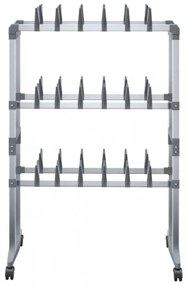 ezüst cipőtartó kerekekkel 66 x 27 x 100 cm