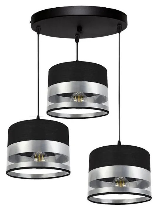 Csillár zsinóron MILO 3xE27/60W/230V ezüst/fekete