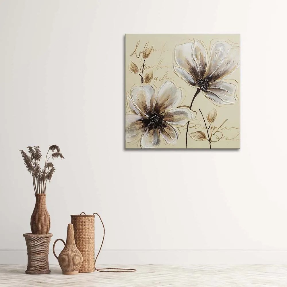 Gario Vászonkép Festett virágok Méret: 40 x 40 cm