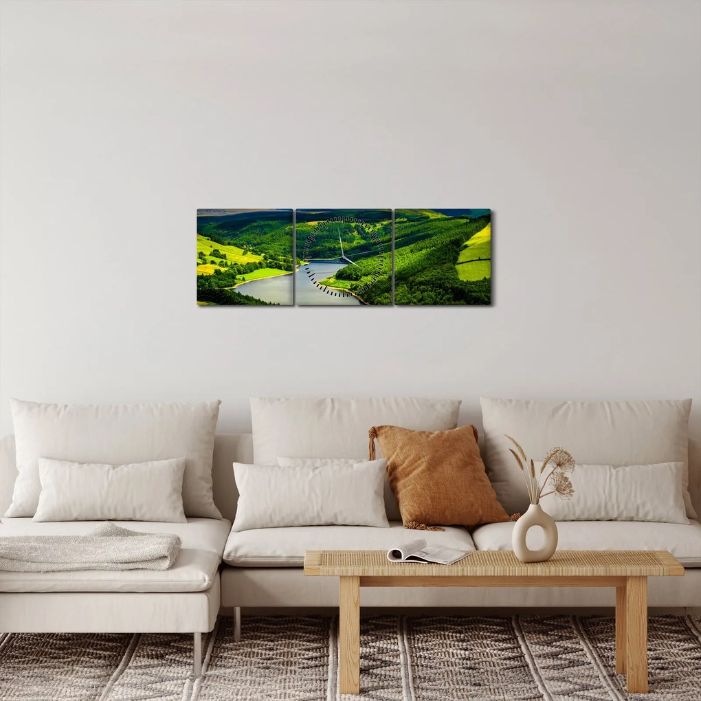 Kép - Zöld táj (órával) (90x30 cm)