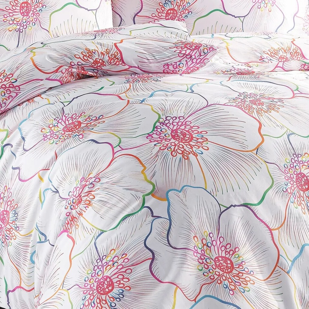 BedTex Satin ágynemű Bloom, 135 x 200 cm, 80 x 80 cm, 135 x 200 cm, 80 x 80 cm