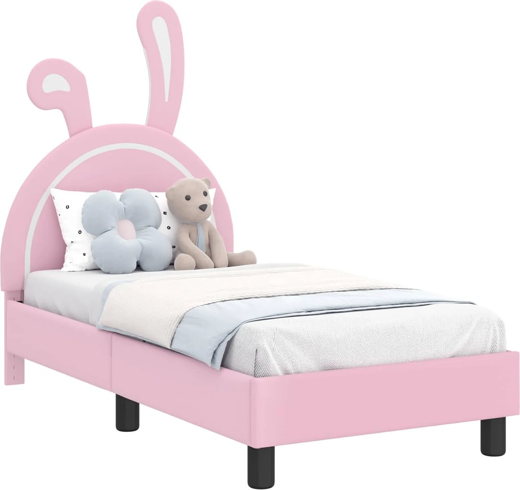 vidaXL Gyerekágy keret fejtámlával Rózsaszín 70 x 140 cm PU