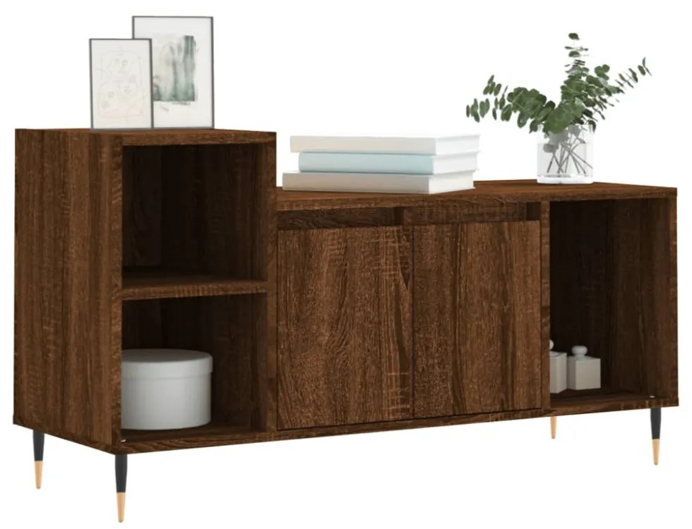 barna tölgyszínű szerelt fa TV-szekrény 100x35x55 cm