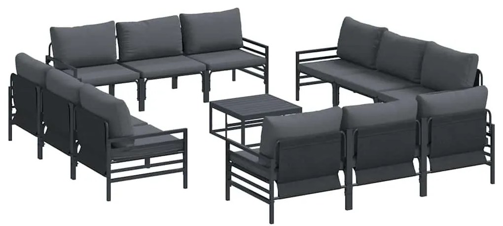 Kerti Kanapé Szett 13 pcs Antracitszürke Acél