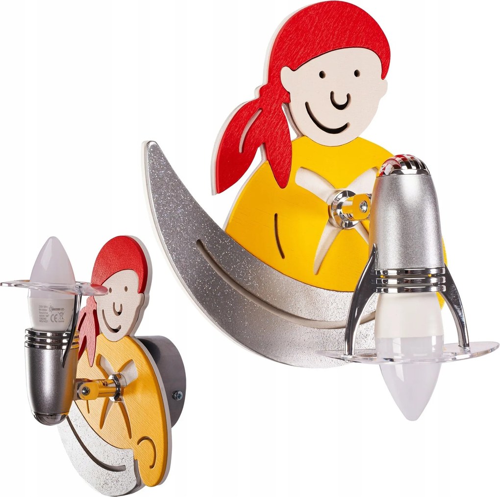 Gyerek Fali Lámpa Kalóz E14 Sablonnal Gyerekszoba Fali lámpa