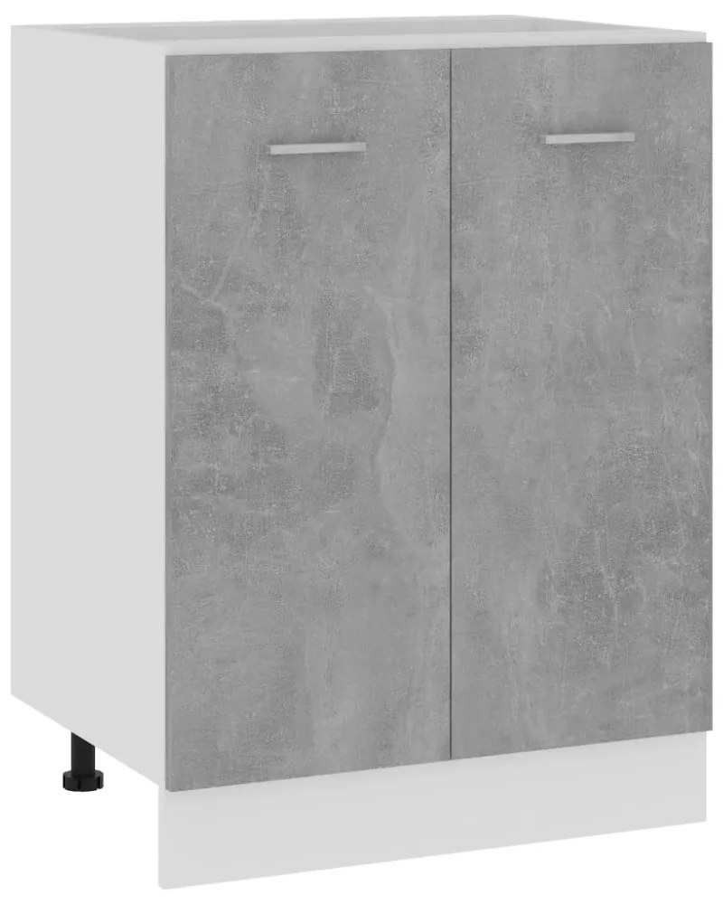 betonszürke szerelt fa alsószekrény 60 x 46 x 81,5 cm