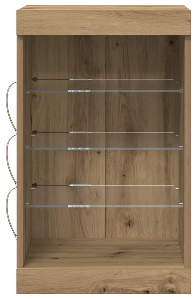 LED világítással ellátott oldalszekrény, kézműves tölgy 41x37x67 cm