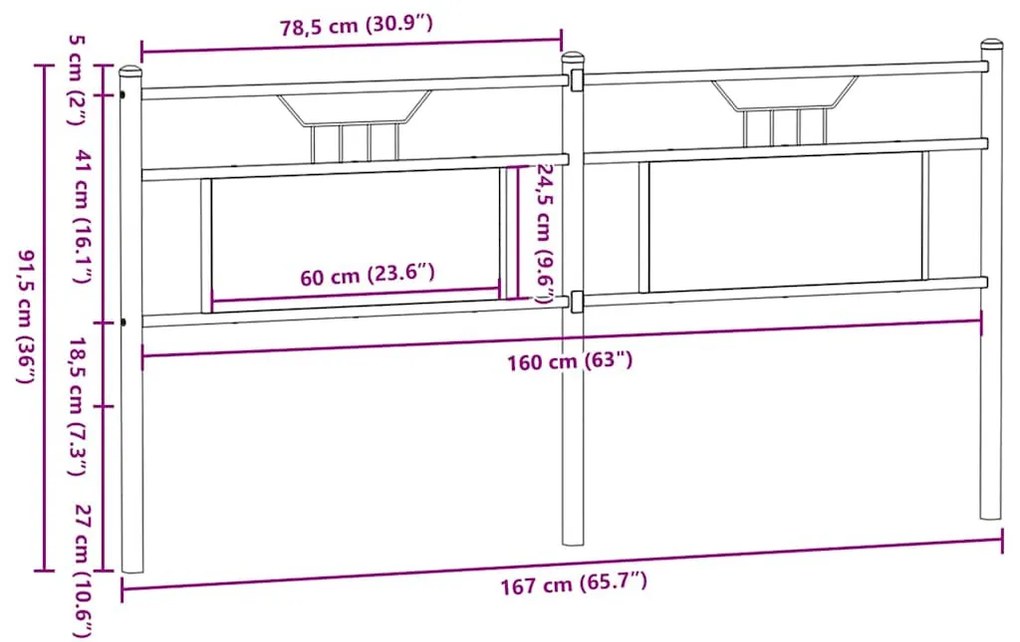füstös tölgy színű szerelt fa és acél fejtámla 160 cm