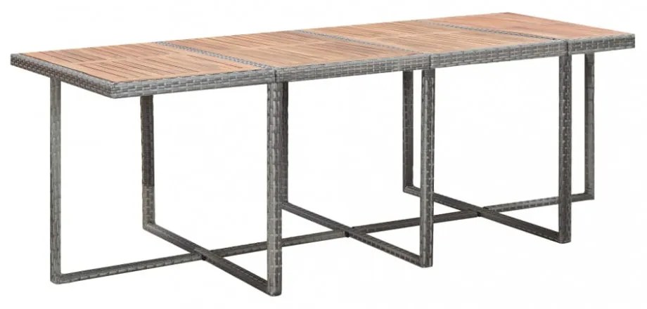 13 részes antracitszürke polyrattan és akácfa étkezőszett