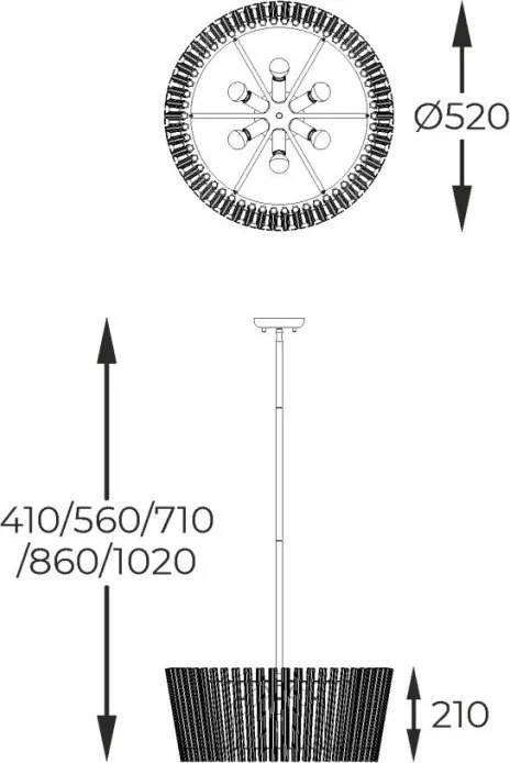 Zuma Line BACH P0547-06H-F9AC Függőlámpa 6x40W/E14 IP20