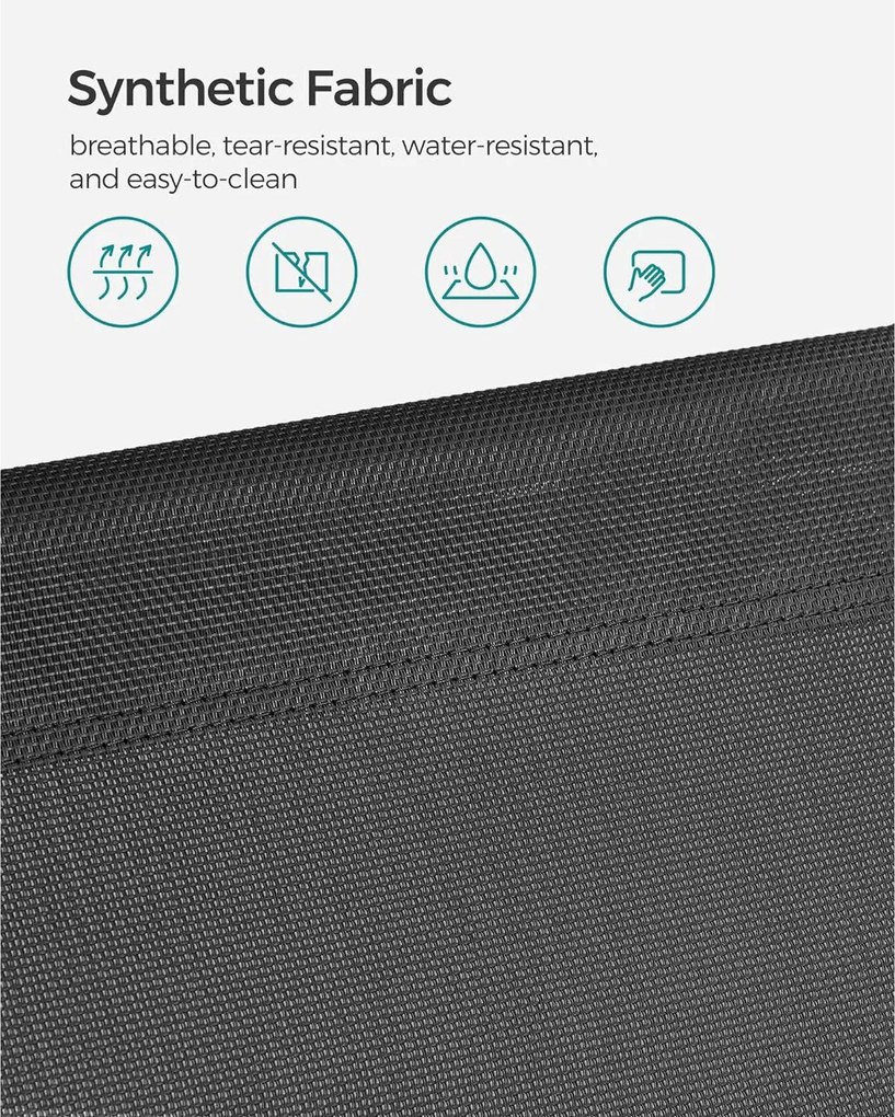 Összecsukható napozóágy napellenzővel 53 x 193 x 29,5 cm, 150 kg-ig terhelhető, sötétszürke