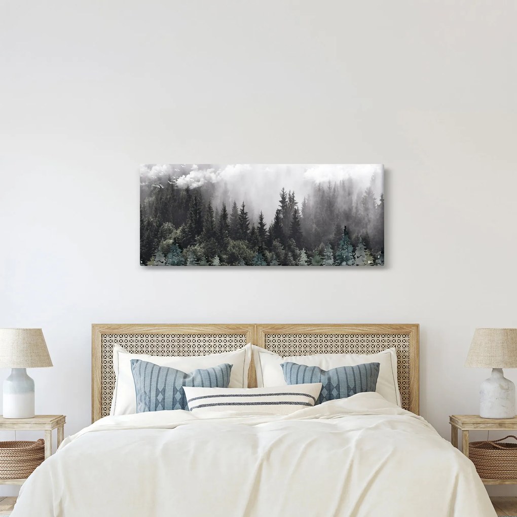 Kép - Erdő illusztrált elemekkel (120x50 cm)