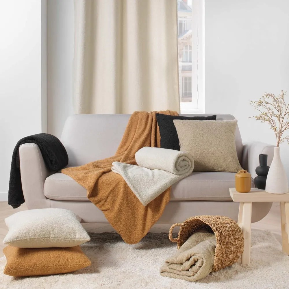 Bézs fleece takaró 180x220 cm Curly Wooly – douceur d'intérieur