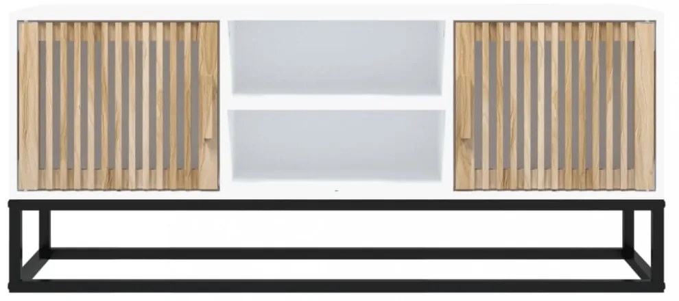 fehér szerelt fa és vas TV-szekrény 105x30x45 cm