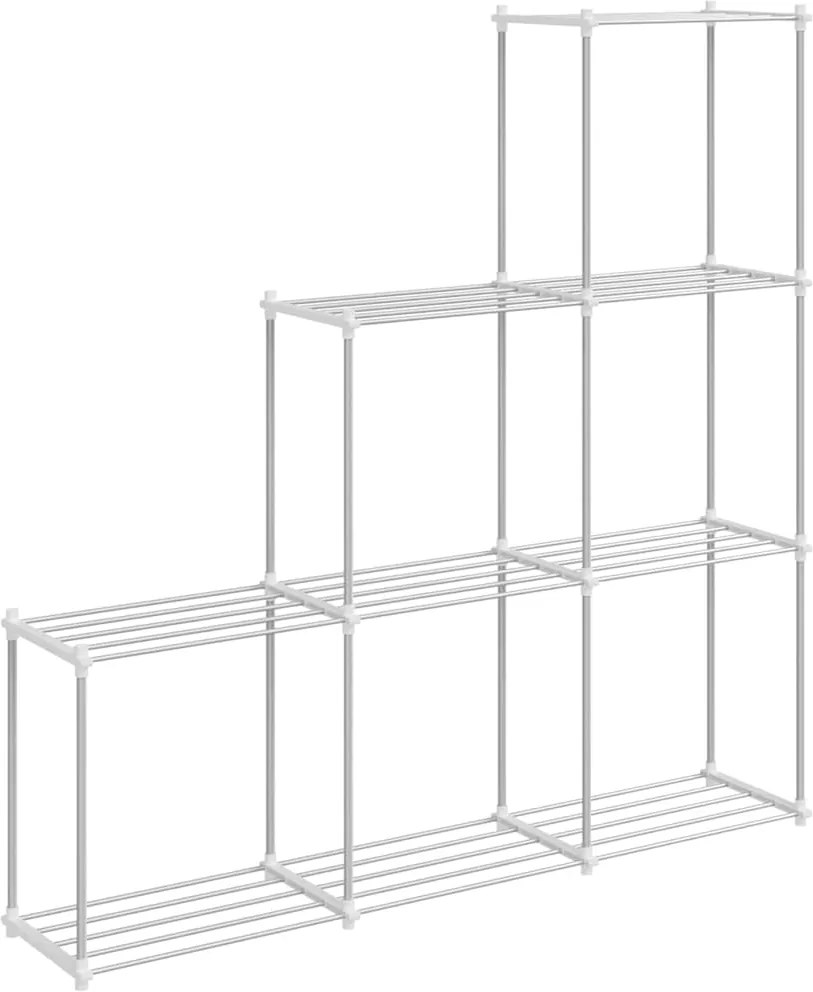 vidaXL Tubuláris polc tárolóval Fehér 129 x 27 x 132 cm Alumínium