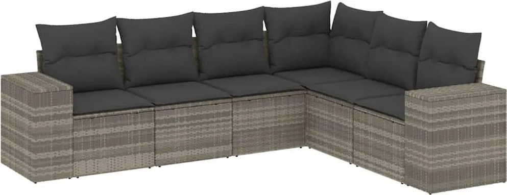 vidaXL 6 részes világosszürke polyrattan kerti ülőgarnitúra párnákkal