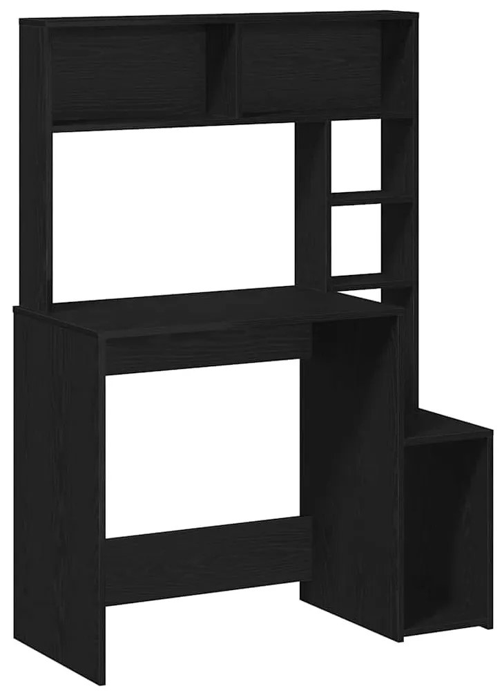 vidaXL fekete szerelt fa íróasztal polcokkal 100x45x140 cm