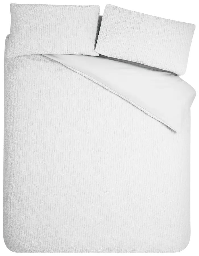 Fehér egyszemélyes krepp ágyneműhuzat 135x200 cm Crinkle Seersucker – Catherine Lansfield