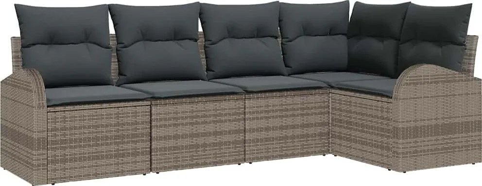 vidaXL Kanapé Szett párnával 5 pcs Szürke Poliészter