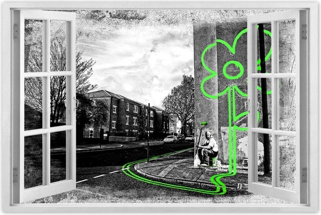 Poszter 60x40 Banksy Lime virág
