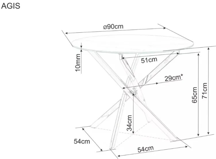 AGIS kerek étkezőasztal fehér márvány 90 cm
