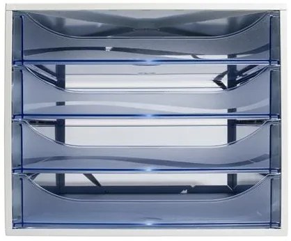 Irattároló, műanyag, 4 fiókos, EXACOMPTA Ecobox Linicolor, jégkék (EX228610D)