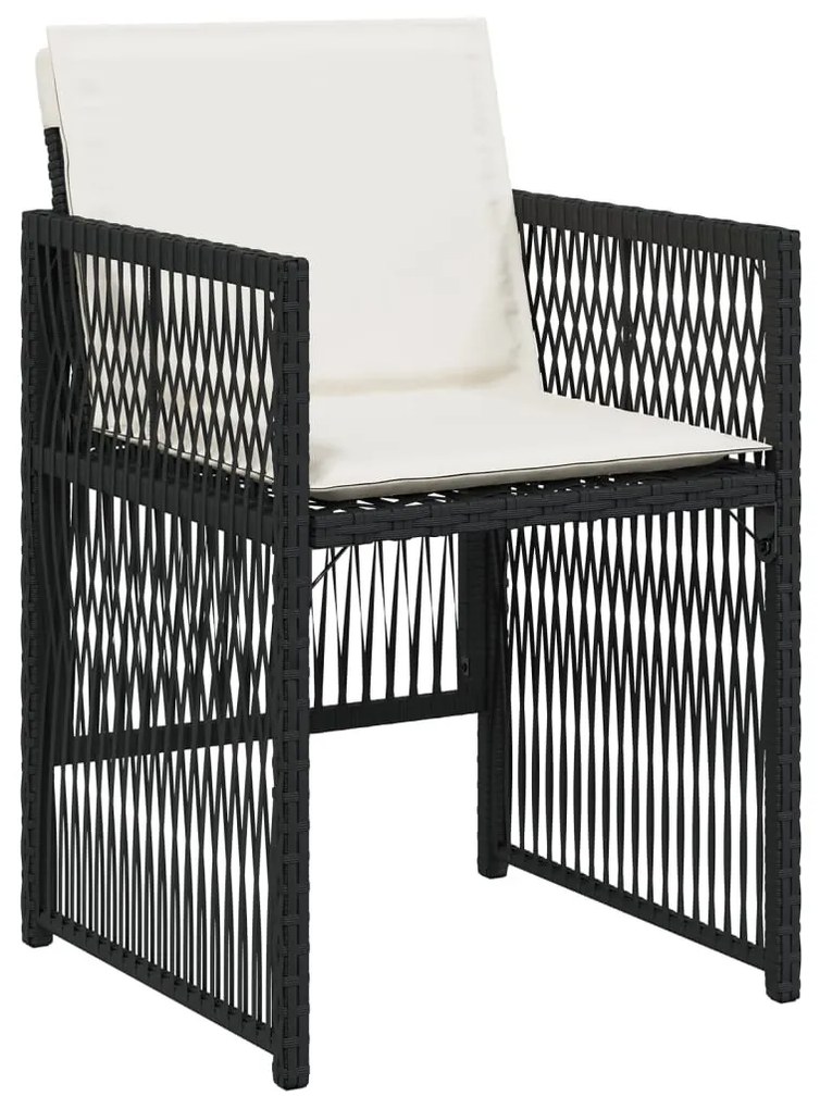 4 db fekete polyrattan kerti szék párnával
