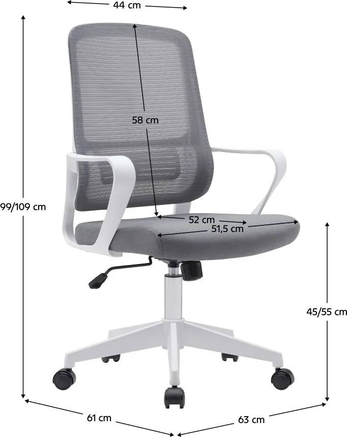 Irodai szék, szürke/fehér, SALOMO TYP 1