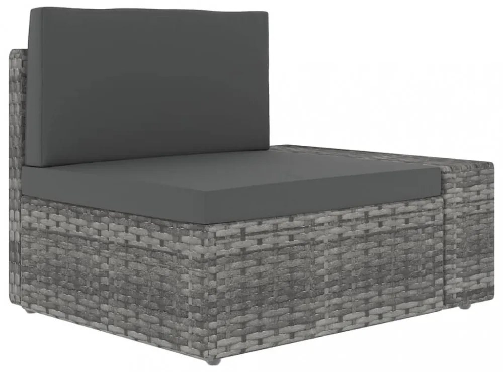 14 részes szürke polyrattan kerti ülőgarnitúra párnákkal