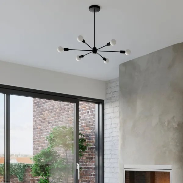 Sollux SL.1021 - Csillár rúdon LANGO 3xE27/60W/230V fekete