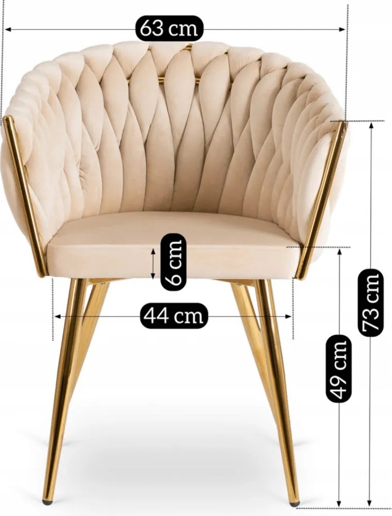 Elegáns Krémszínű Bársony Étkezőszék Arany Lábbal. CAPI