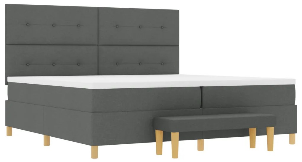 vidaXL Boxspring Ágy Matrac és Pad Sötét Szürke 200x200 cm Szövet