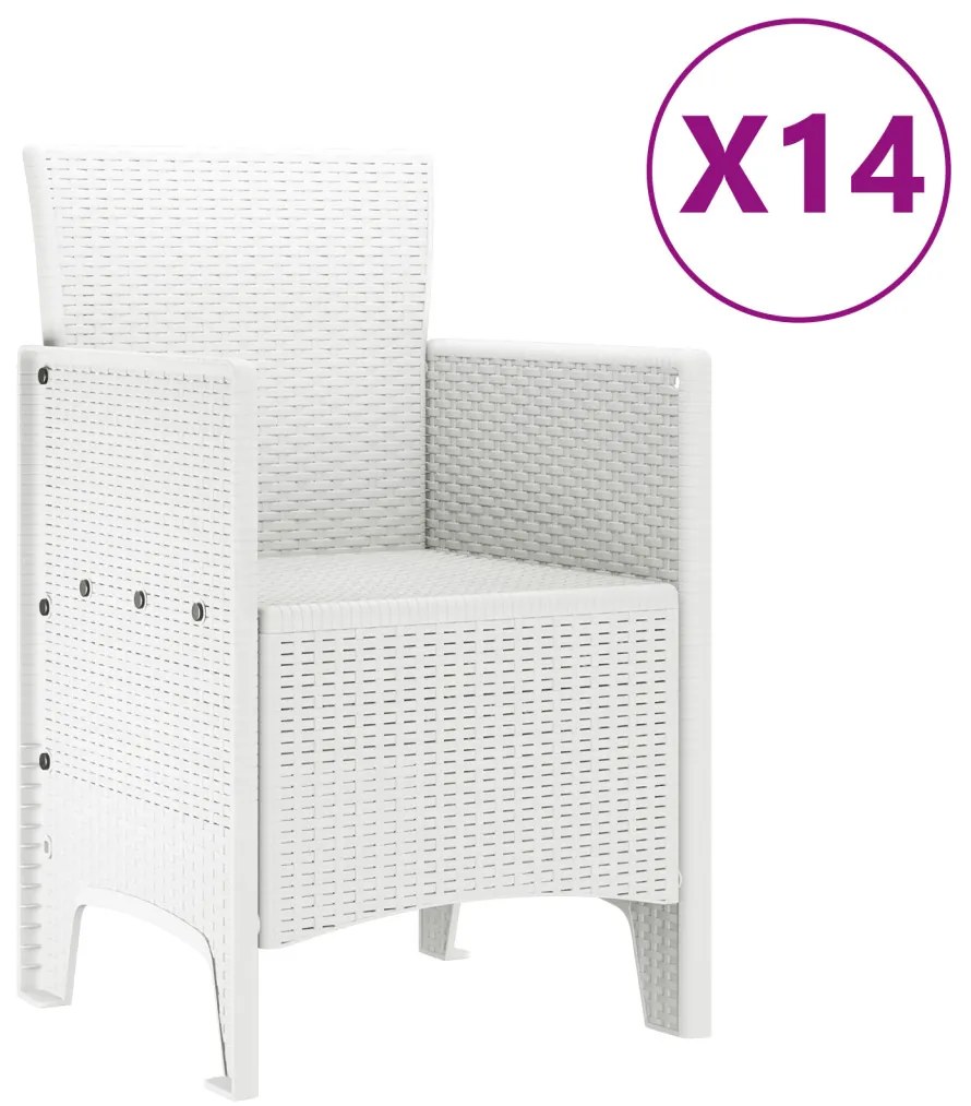 15 Darabos Kerti Étkező Garnitúra Fehér Polirattan, Kert Asztal Fehér 200x100x73 cm Polirattan, Kert Asztal Fehér 150x100x73 cm Polirattan, Kert Székek 2 db Fehér Polirattan, Kert Székek 4 db Fehér Polirattan