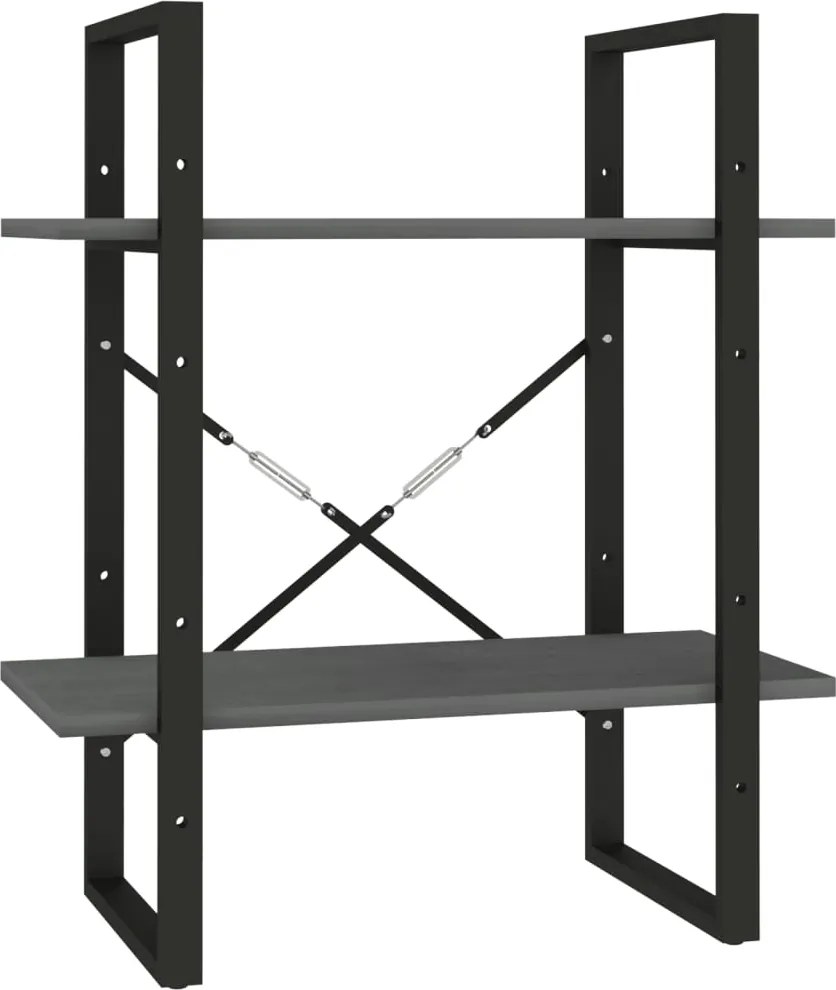 vidaXL kétszintes szürke tömör fenyőfa könyvszekrény 60 x 30 x 70 cm
