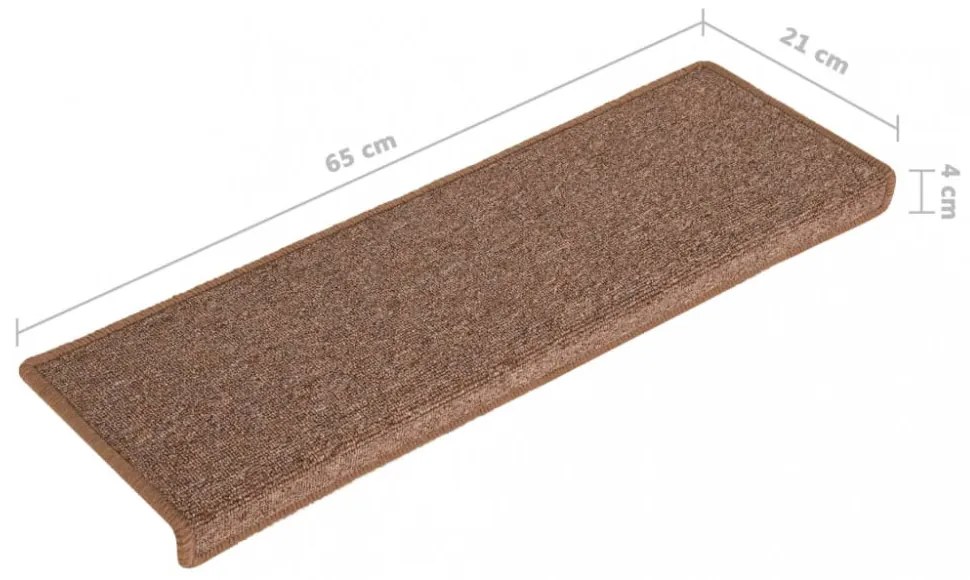15 db barna lépcsőszőnyeg 65x21x4 cm