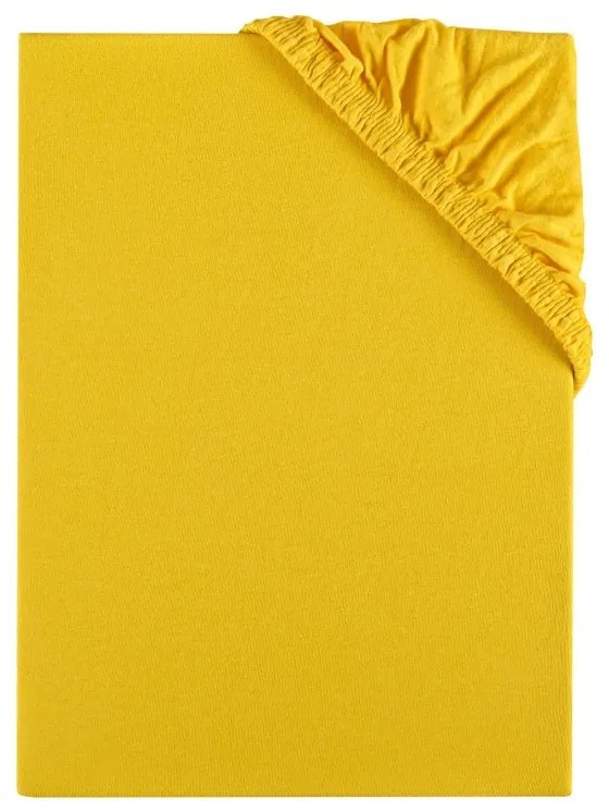 EMI sárga 100% pamutjersey gumis lepedő, 140x200-as lap