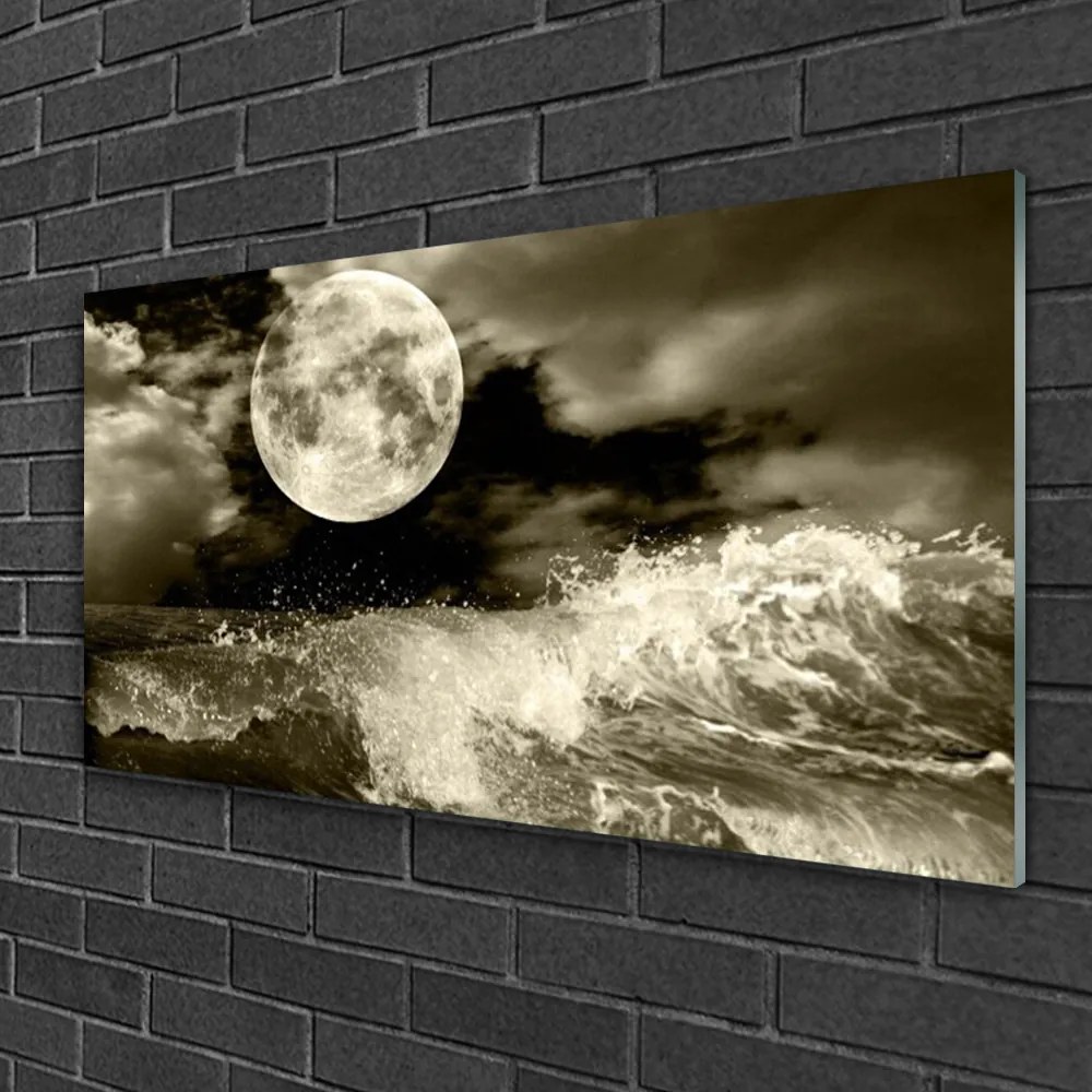 Üvegkép falra Éjszakai Hold Tájkép 125x50 cm