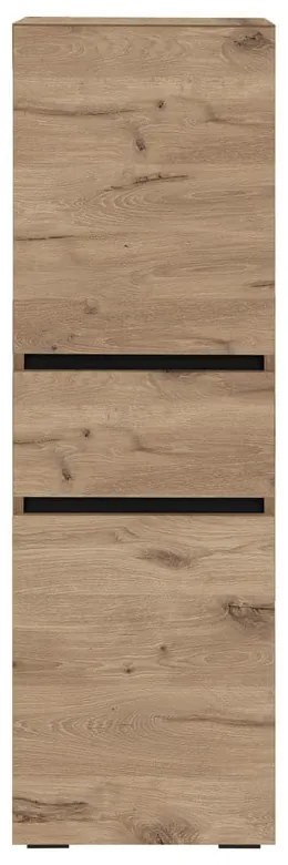 Natúr színű magas keskeny fürdőszoba szekrény tölgyfa dekorral 38x130 cm Wisla – Støraa