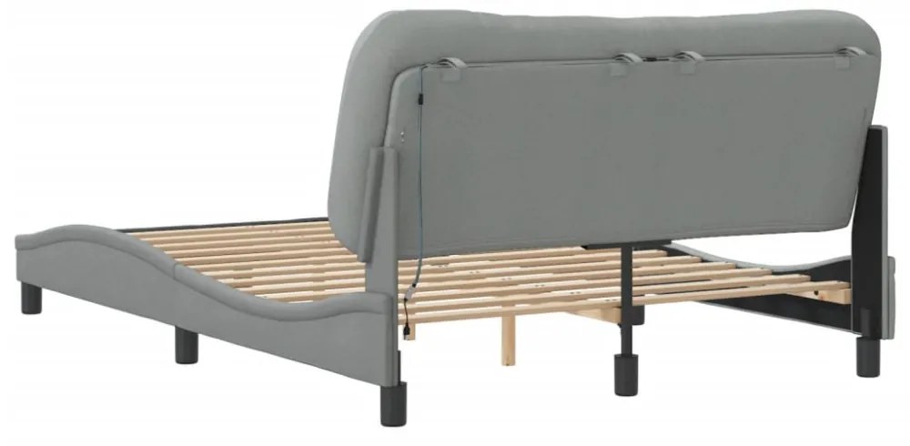 világosszürke szövet ágykeret LED-ekkel matrac nélkül Hvar 120x200cm